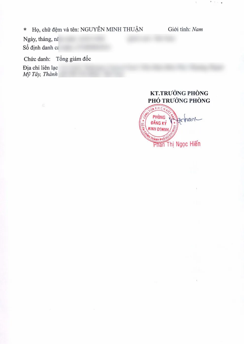 Giấy chứng nhận đăng ký doanh nghiệp — trang 2