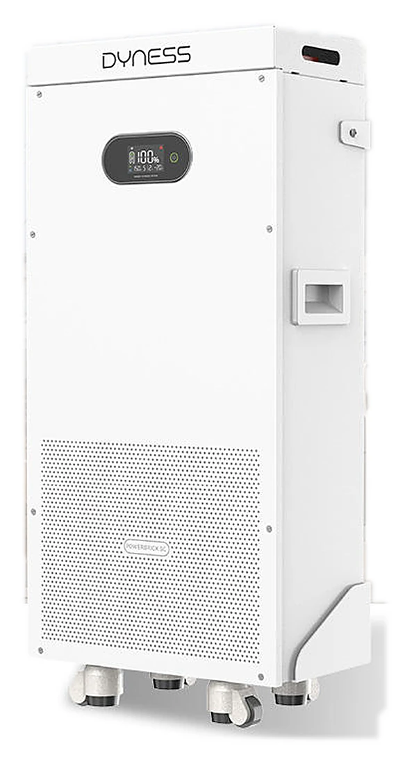 Pin lưu trữ Dyness PowerBrick SC 16kWh vỏ trắng có màn hình LCD và lưới tản nhiệt phía dưới