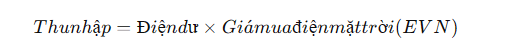 Thu nhập từ điện dư bán cho EVN
